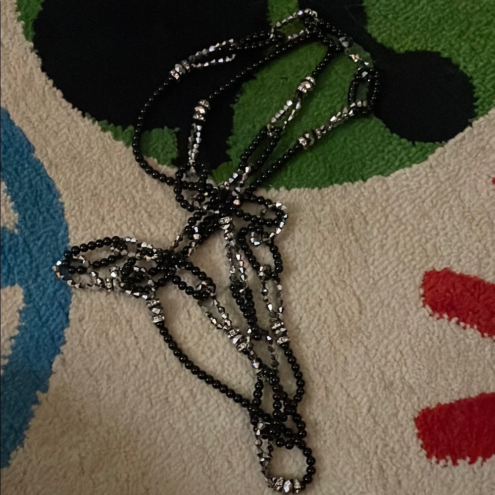 Elegant Black and Silver Beaded Necklace